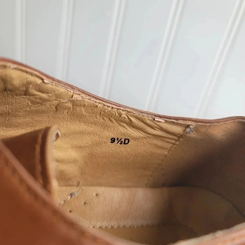 Joseph Abboud  Plain Toe Oxford Leather Shoes Mens 9.5 D Tan Brown 414705